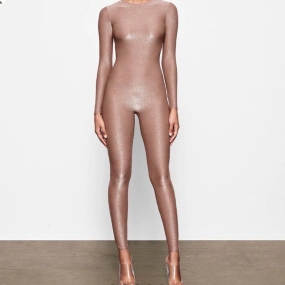 SKIMS Metallic Jumpsuit in Bronze